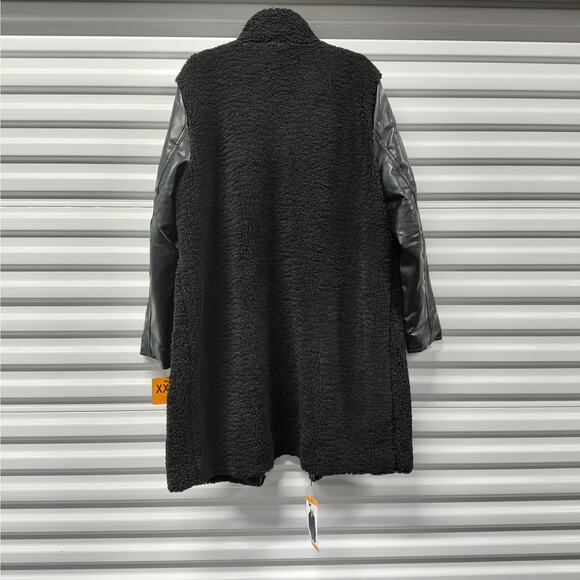 Andrew Marc Womens Teddy Sherpa Coat XXL Black Faux Leather Cozycore Jacket - Picture 8 of 12